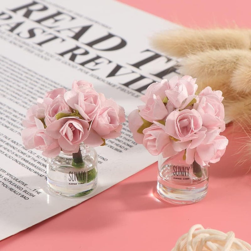 Zhuluck 2 Pcs Dollhouse Miniature Flowers Dollhouse Mini Vase with Flower Dolls House Flower Glass Vase 1:12 Scale Dollhouse Miniature Flower in Vase, Lightweight Dollhouse Decor - Image 3
